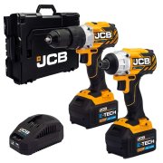 JCB 18V Twinpack Brushless Impact Driver and Combi Drill with 2 x 5.0Ah
